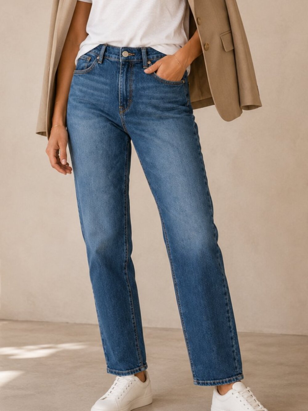Mott & Bow Ridge Boyfriend Jeans Medium Wash Stretch Denim Size 28